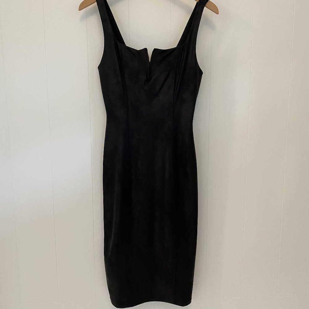 Bebe Black Faux Vegan Leather Midi Dress | Small
